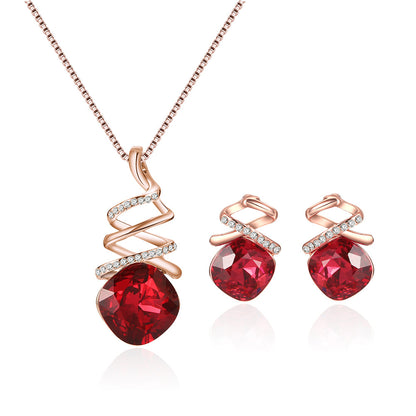 A Maramalive™ Jewelry Set Bridal Necklace Earrings Fashion Jewelry Set with diamonds.