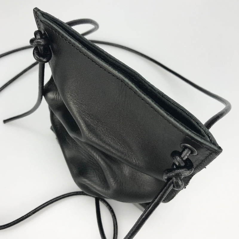 Crinkled Stacked Leather Cross Shoulder Bag