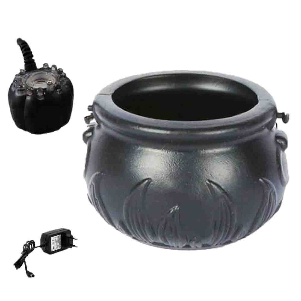 A fashion-forward Maramalive™ cauldron with Halloween Pumpkin Smoke Witch Bucket Color Changing Lights and a book.