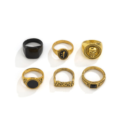 6 Pieces Ring Set Simple Personality Fashion Trendy Retro Cover