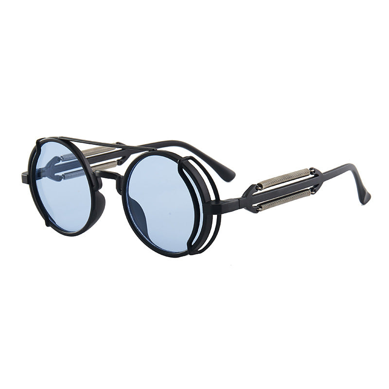 A pair of Steampunk Double Spring Leg Sunglasses with a metal frame from Maramalive™.