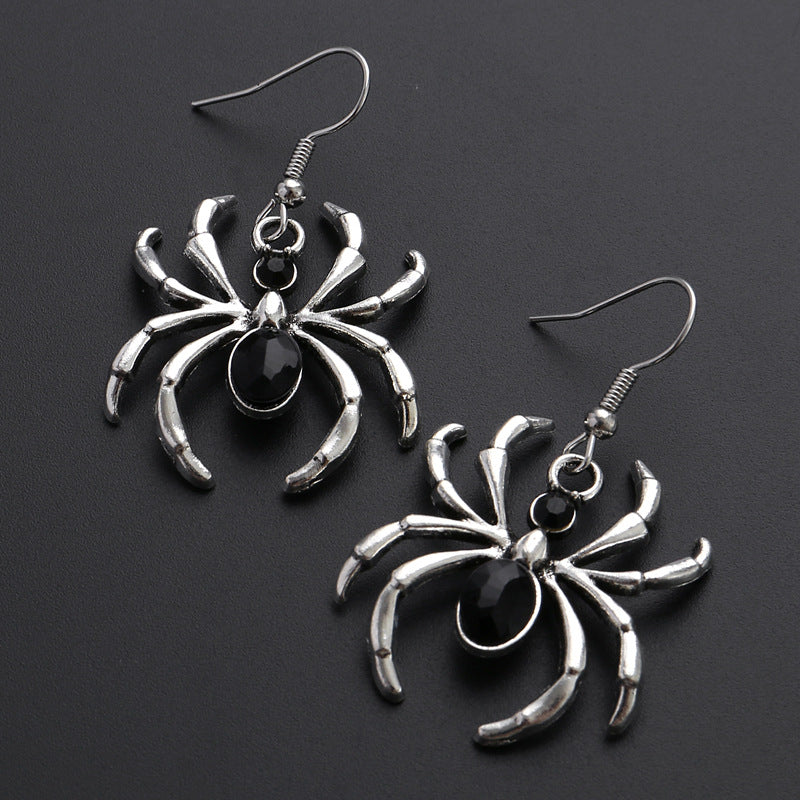 A pair of Alluring Arachnids: Dark Art Gothic Beautiful Style Black Spider Earrings Design Sense Punk by Maramalive™, perfect for arachnid enthusiasts.