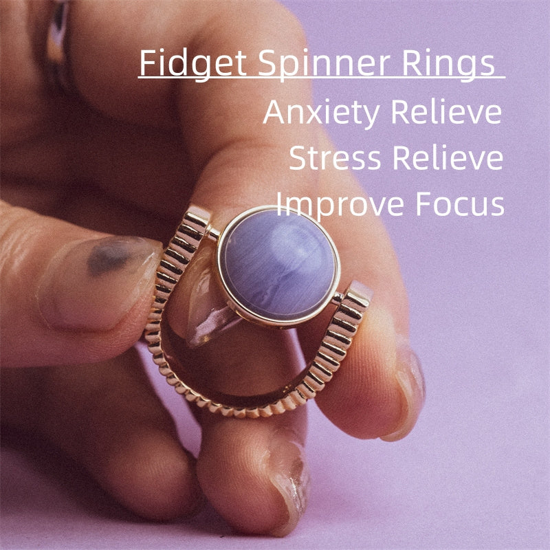 Maramalive™'s Original Fidget Spinner Rings Natural Stone Rings Replaceable Spinners for Anxiety and Stress Relief Jewelry Gifts relieve stress, improve focus, and help with anxiety.