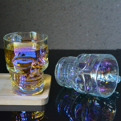 A 400ml Skull Handle Glass Cup from Maramalive™ on a white background.