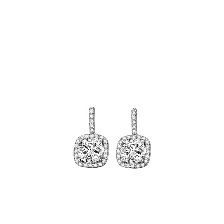 A pair of Maramalive™ Women's Korean-style Simple 925 Sterling Silver Square Zircon Stud Earrings with cubic zirconia.