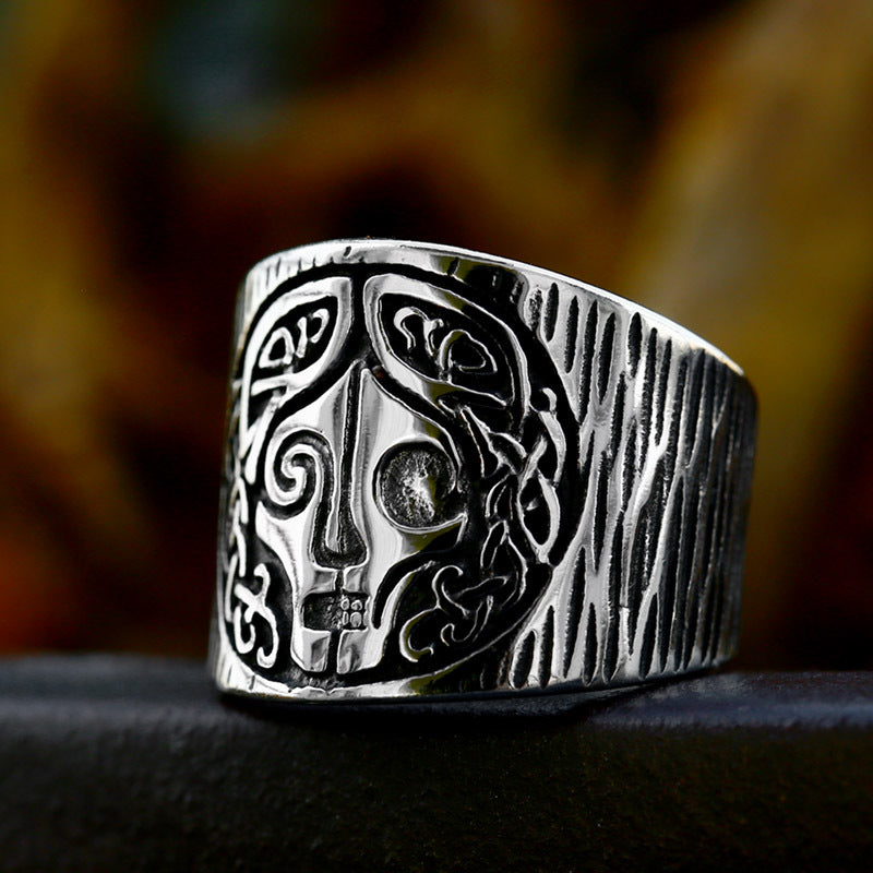 Mask Ring Nordic Vintage Viking Celtic Knot Titanium Steel Ring