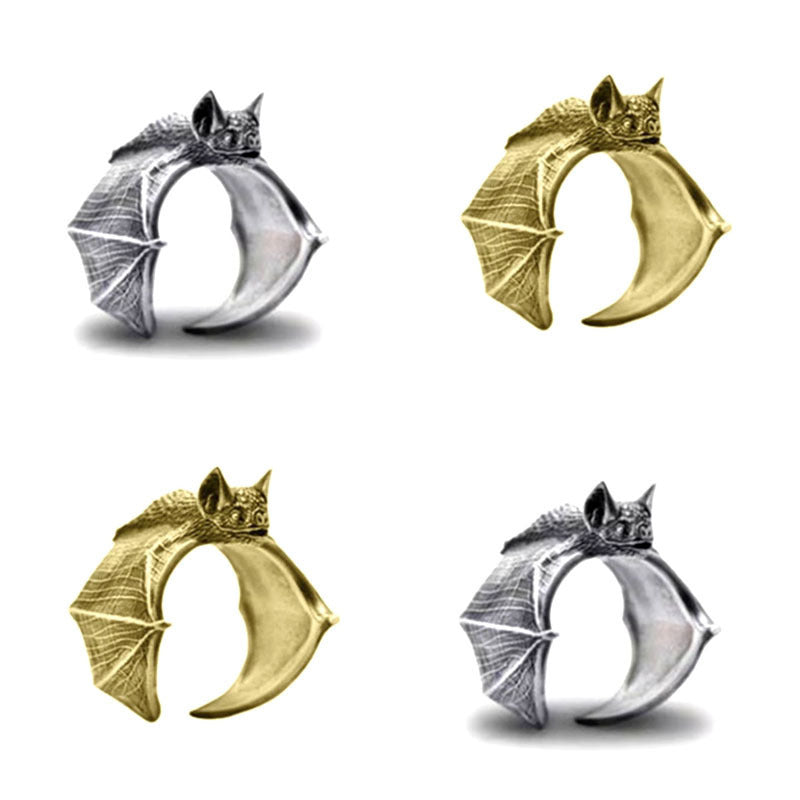 Men's And Women's Fashion Personality Vintage Bat Ring Cute Jewelry
