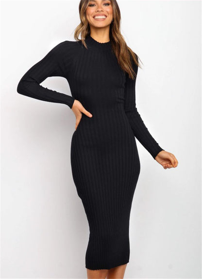 Two women in Maramalive™ New Style Women's Suits Sweater Dresses Women's Solid Color Backless Bow Tight Dresses.