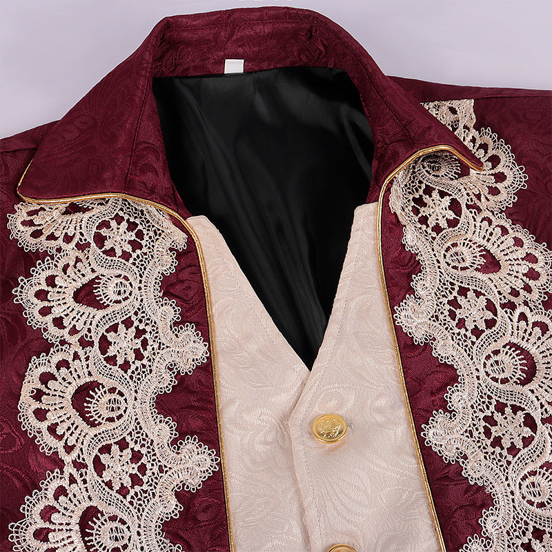 A group of Men's Steampunk Medieval Dovetail Costume jackets in different colors from Maramalive™.