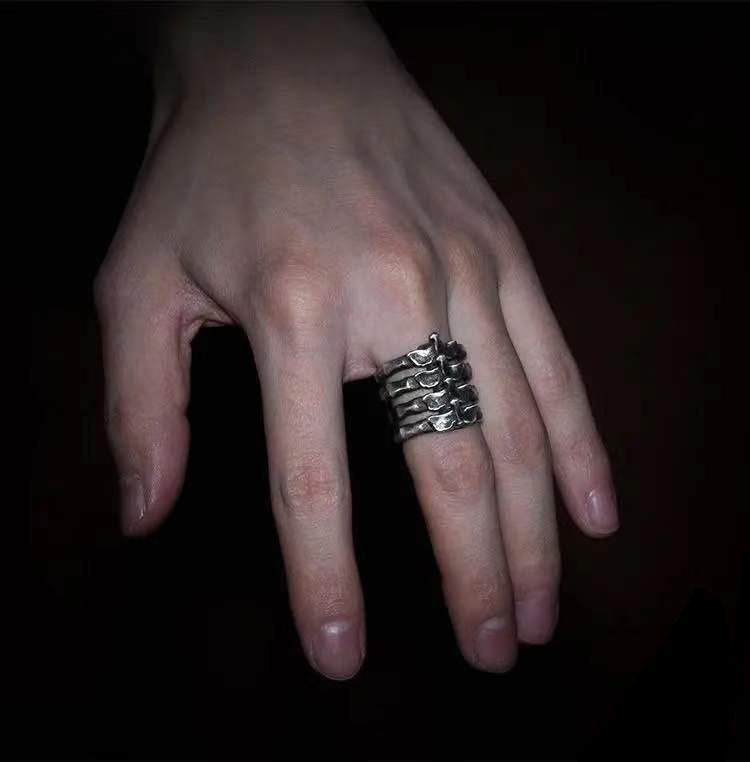 Alloy bone ring male personality punk ring