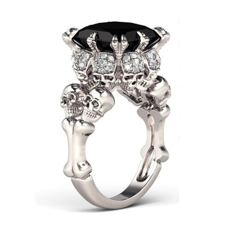 Fashion Black Skull Zircon Ring