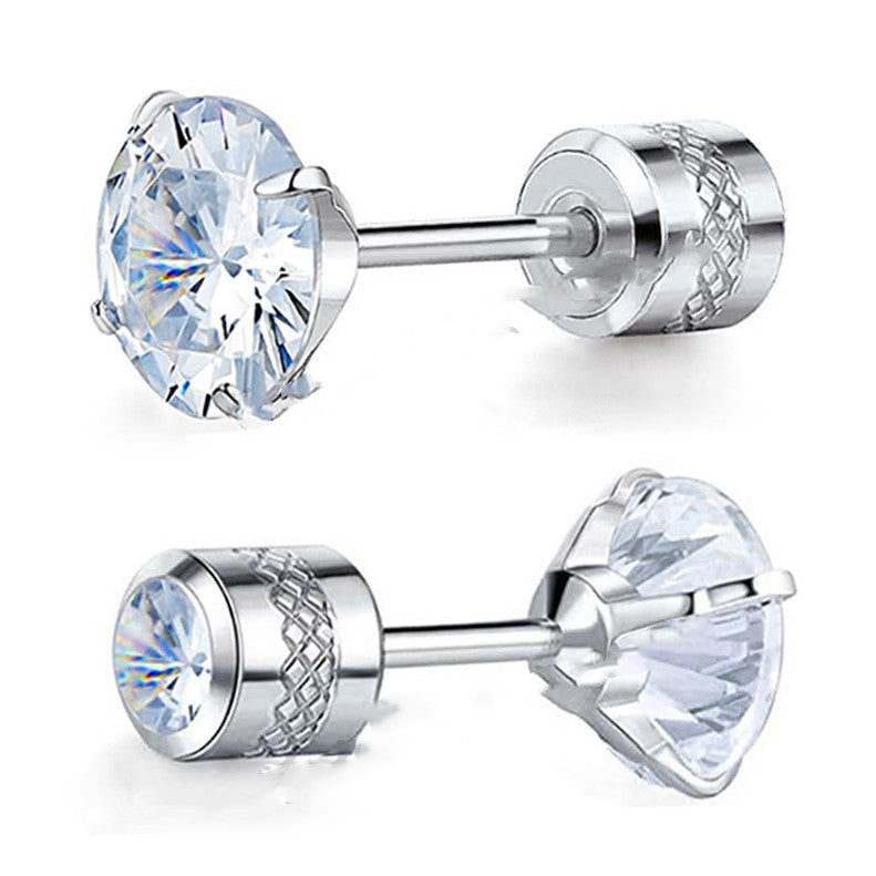 A pair of Fashion Barbell Double-headed Rhinestone-encrusted Earrings with cubic zirconia by Maramalive™.
