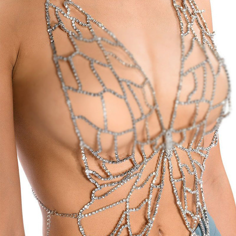 A Maramalive™ mannequin wearing a Tassel Body Niche Design Butterfly Chest Chain.