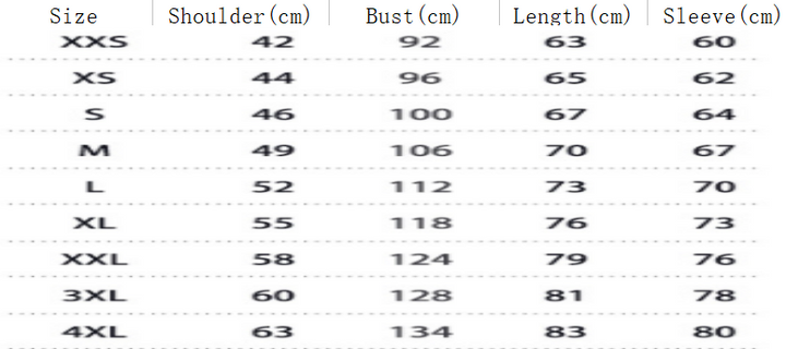 Size chart showing measurements in centimeters for shoulder, bust, length, and sleeve from sizes XXS to 4XL. Perfect for selecting the right fit for your Maramalive™ Men's Hoodie 3D Digital Printing Hoodie.