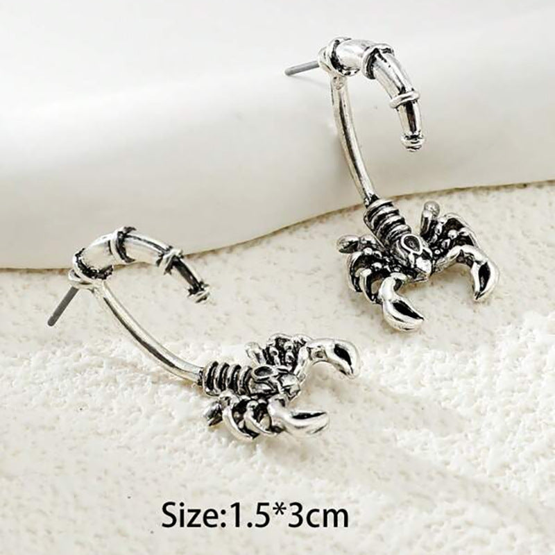 Punk Retro Style Exaggerated Scorpion Earrings 1 Pair