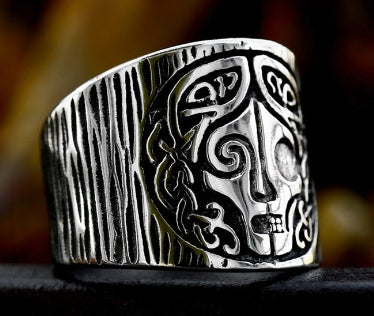 Mask Ring Nordic Vintage Viking Celtic Knot Titanium Steel Ring