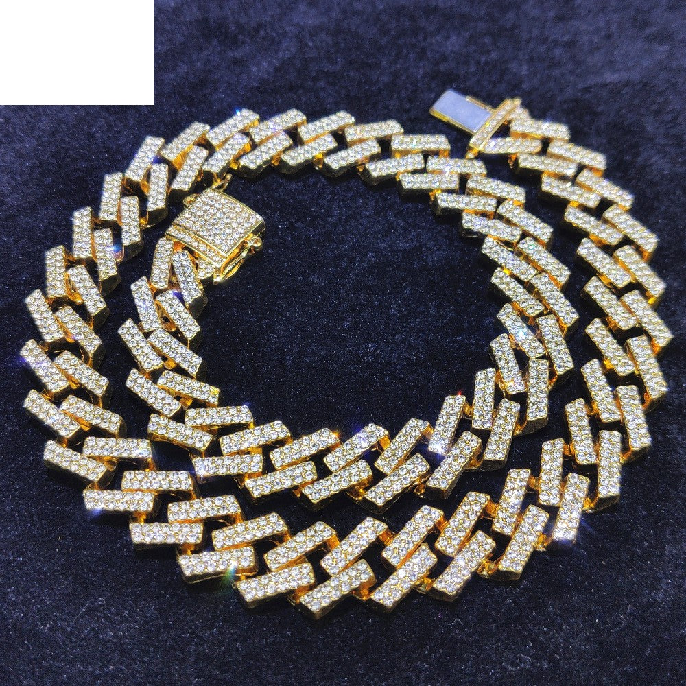A Men's Hip Hop Unique Zig Zag Cuban Link Chain Bracelet with diamonds on it from Maramalive™.