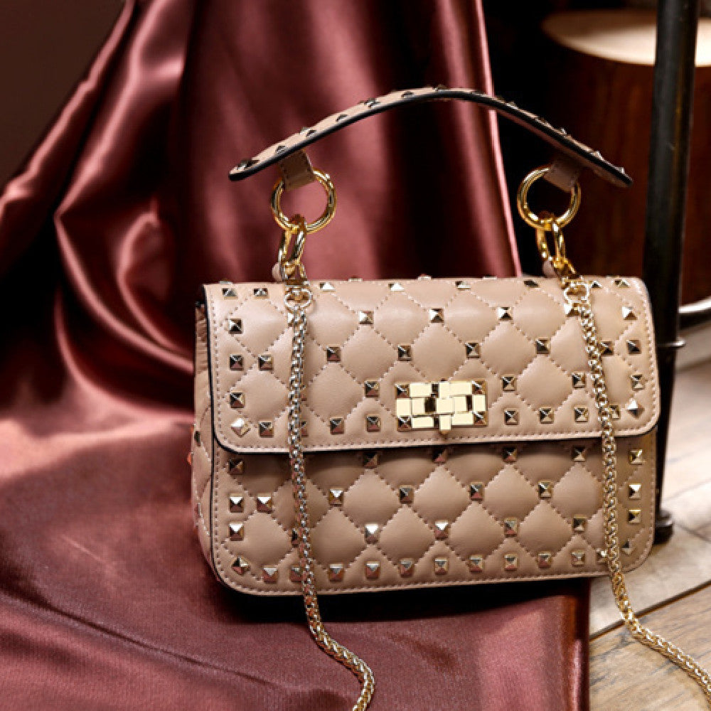 Studded Casual One Shoulder Small Square Bag