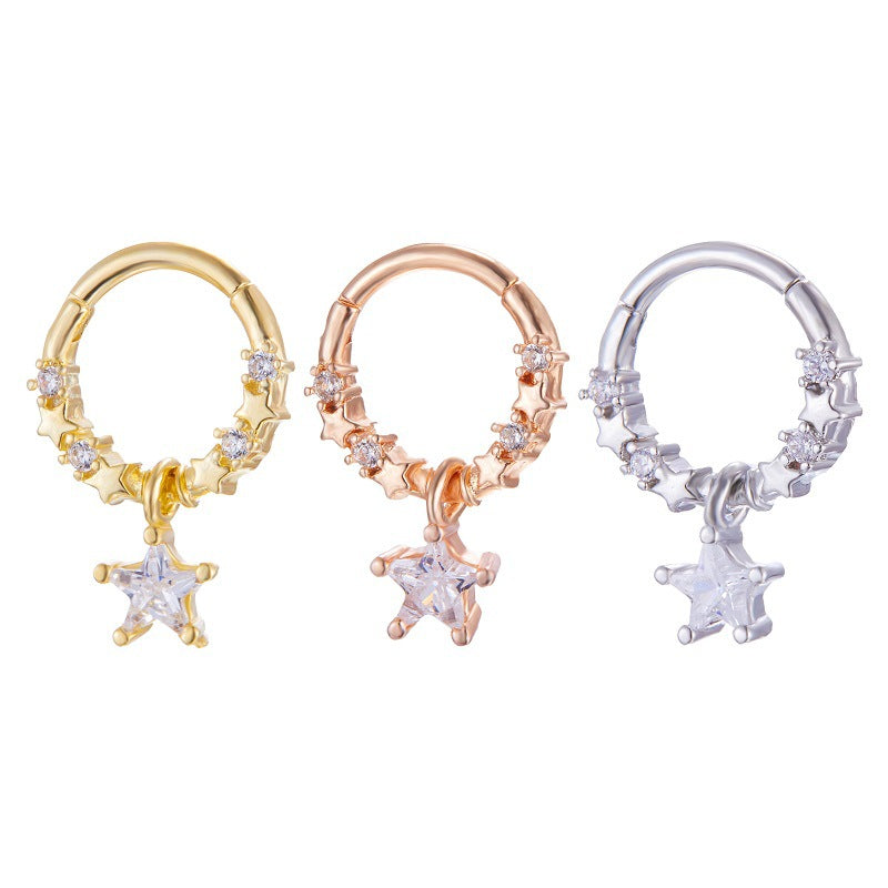 Three Planet Series Five-pointed Star Accessories Titanium Steel Nose Rings by Maramalive™.