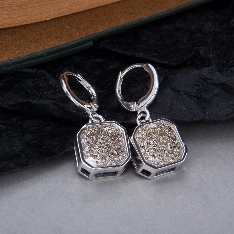 A pair of Women's Brown Sterling Silver Earrings with druzy stones from Maramalive™.
