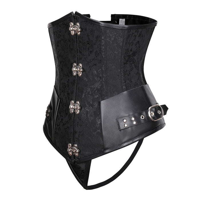 A Maramalive™ Gothic woman wearing a Gothic Retro Women's Corset | Steampunk Bustier with Metal and buckled clasps with the words be you.