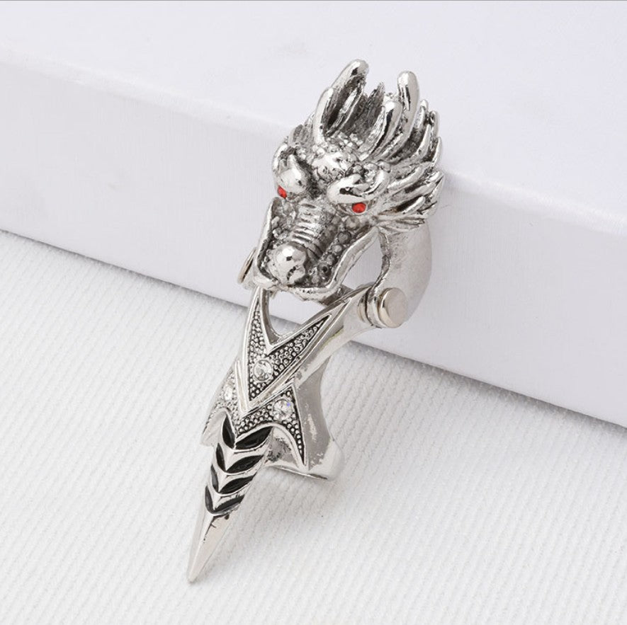 A Maramalive™ Punk Zircon Skull Knuckle Armour Joint Ring For Women Men Gothic Vintage Metal Skull Head Finger Ring Party Jewelry.