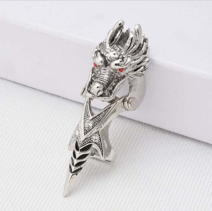 A Maramalive™ Punk Zircon Skull Knuckle Armour Joint Ring For Women Men Gothic Vintage Metal Skull Head Finger Ring Party Jewelry.