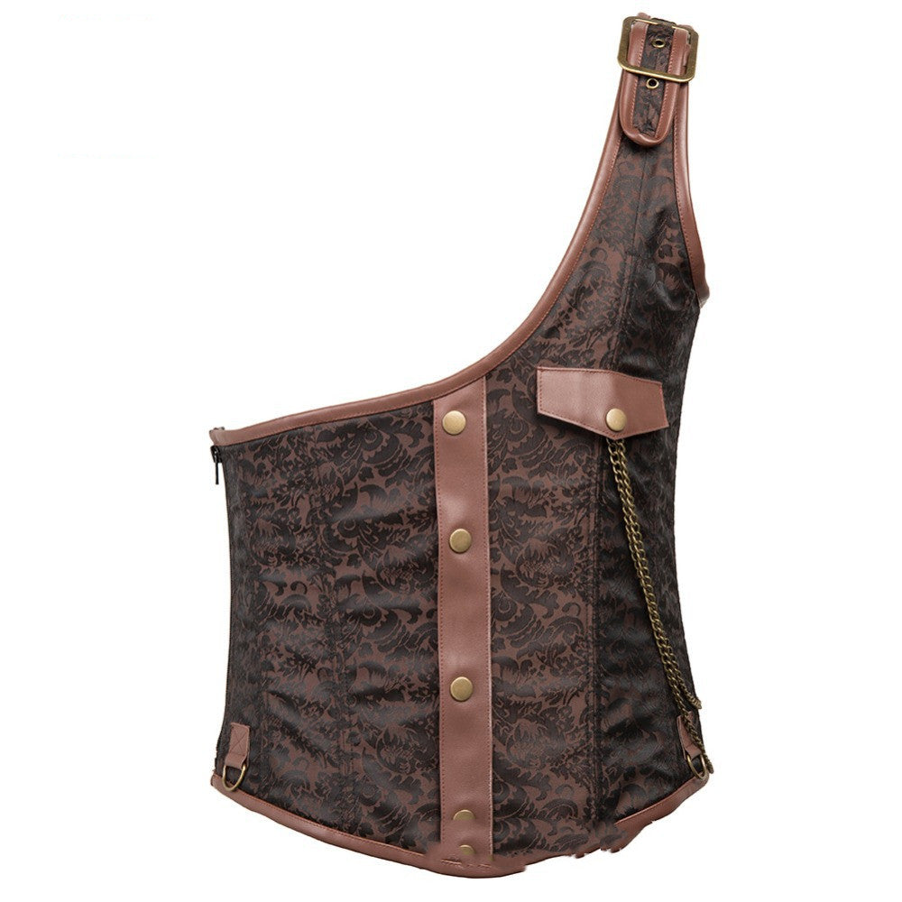 Be brave, you One-shoulder Gothic Slimming Corset -Off-Shoulder Steampunk Shapewear Bustier by Maramalive™.