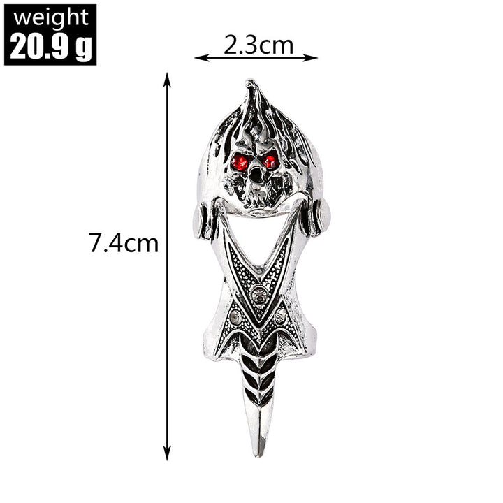 A Maramalive™ Punk Zircon Skull Knuckle Armour Joint Ring For Women Men Gothic Vintage Metal Skull Head Finger Ring Party Jewelry.