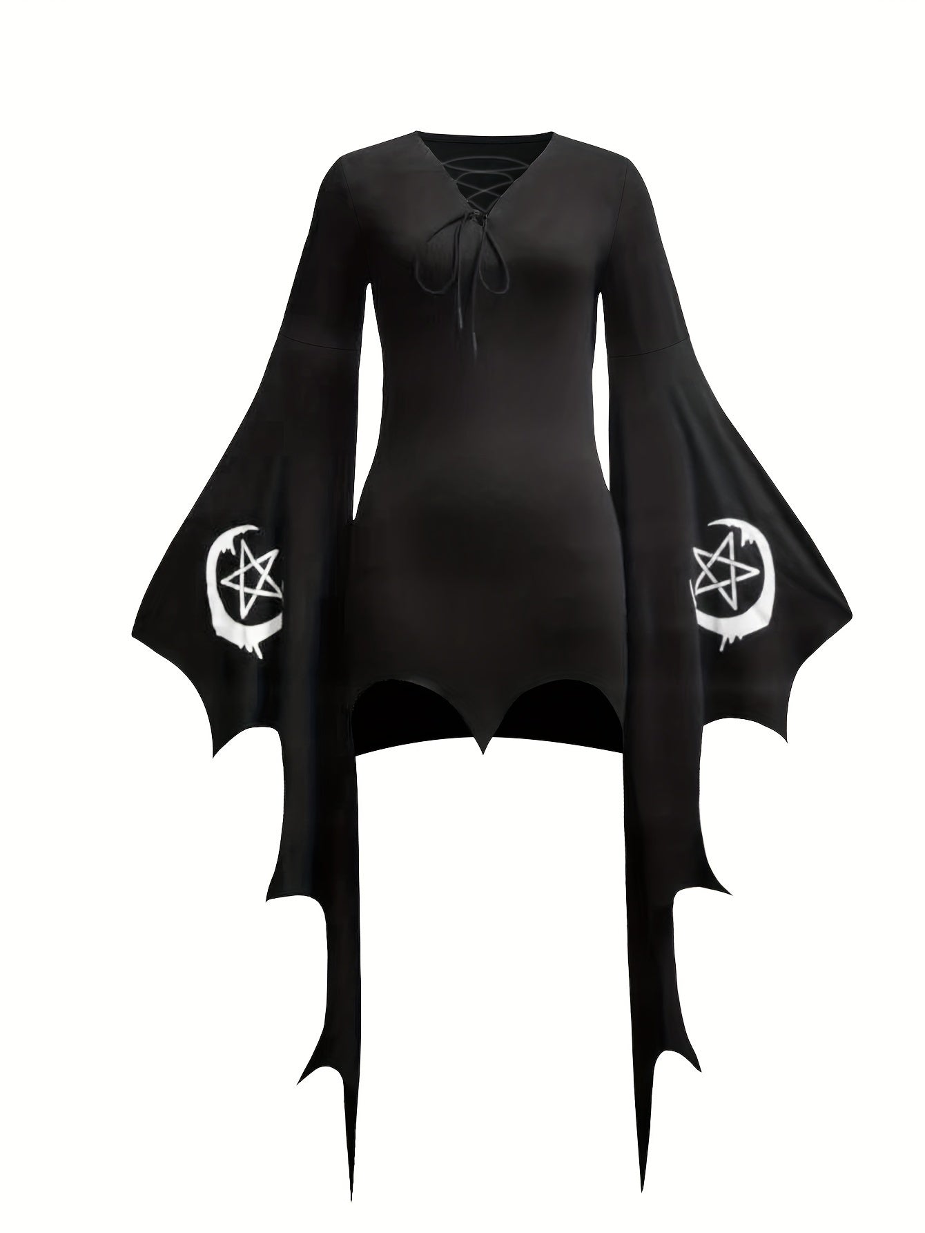 Batwing Sleeve Cosplay Dress, Goth Dress, Women's Clothing