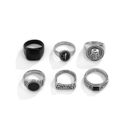 6 Pieces Ring Set Simple Personality Fashion Trendy Retro Cover