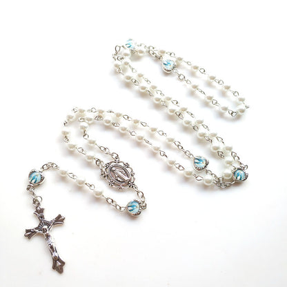 Simple Jewelry Glass Pearl Rosary Necklace