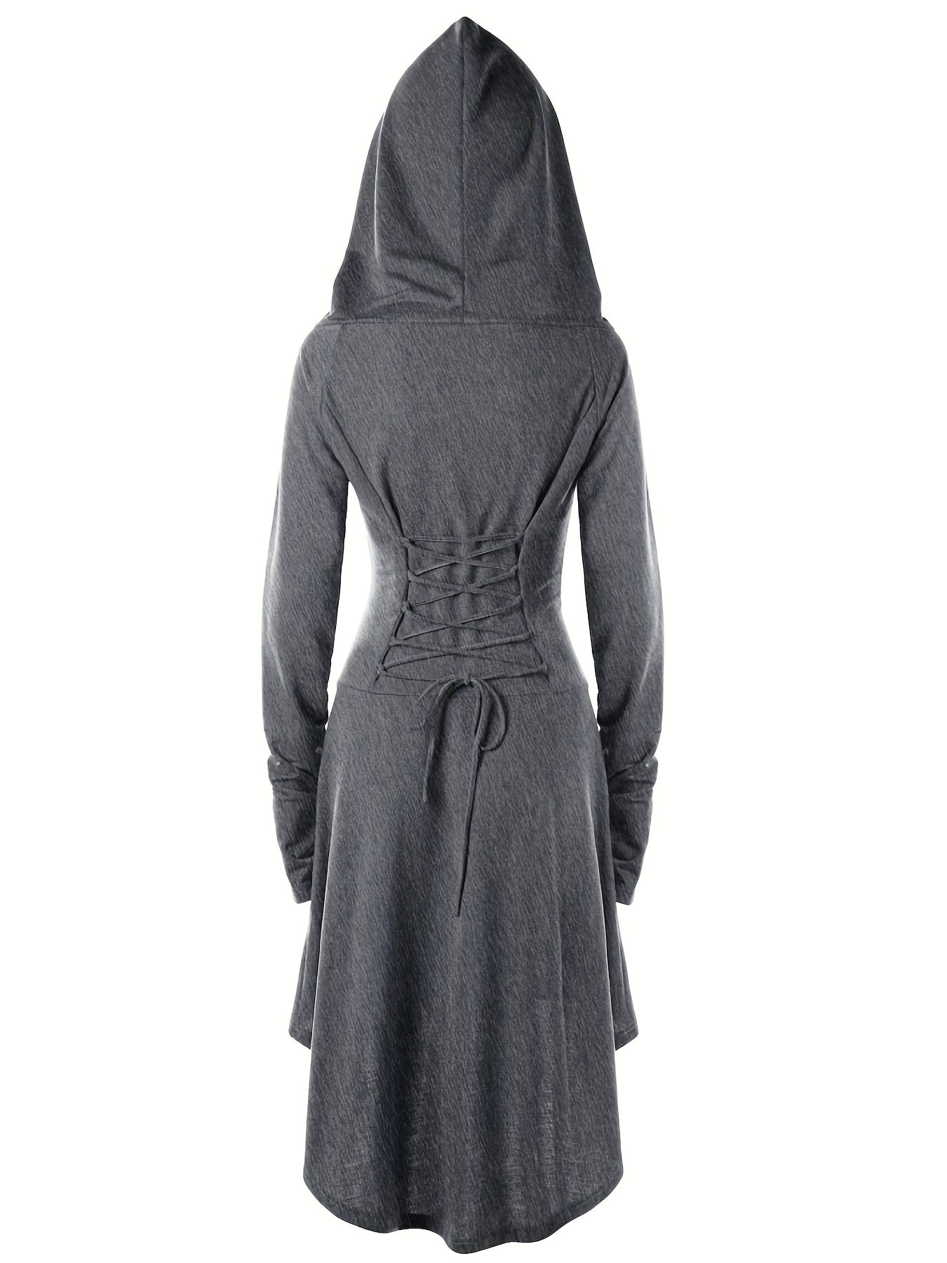 Gothic Hooded Cosplay Dress, Long Sleeve Dress For Halloween, Party, Performance, Women's Clothing