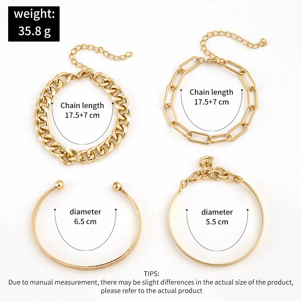 Three Punk Bracelet English Letter LOVE Bracelet Four-piece Set on a woman's wrist. Brand: Maramalive™