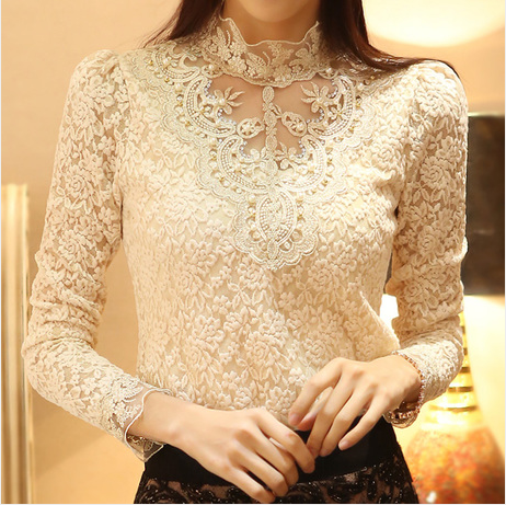 Winter New Plus Size  Slim Lace Bottoming Shirt Women's Thickness