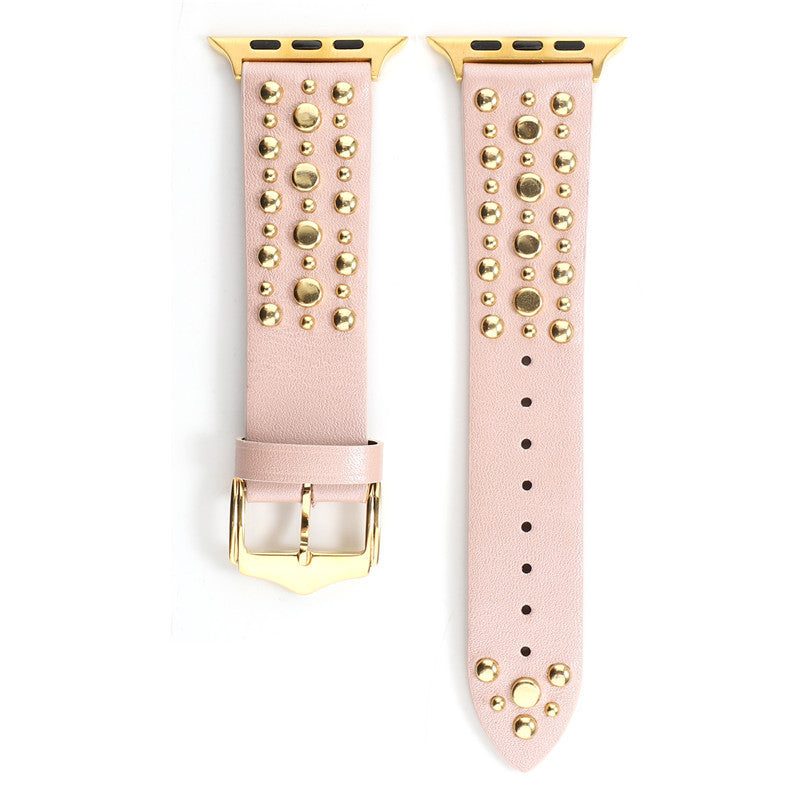 Gold Studded Leather Watch Strap