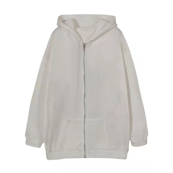 A plain white Comfy Zipper Hoodies for Fall: Hooded Sweatshirts & Sweaters with long sleeves and front pockets, this versatile piece by Maramalive™ is the perfect autumn companion.