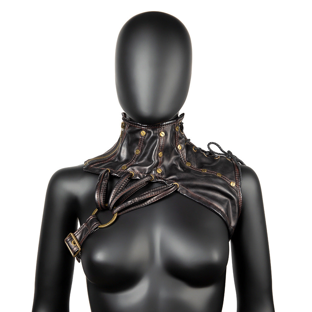 A Maramalive™ mannequin with a Steampunk Shawl Scarf Halloween Holiday Party Props.