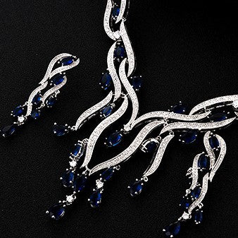 A New Crystal Jewelry Zircon Jewelry Set Tassel Pendant by Maramalive™.