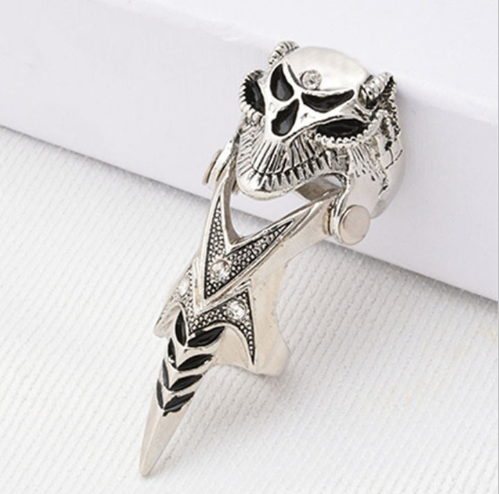 A Maramalive™ Punk Zircon Skull Knuckle Armour Joint Ring For Women Men Gothic Vintage Metal Skull Head Finger Ring Party Jewelry.