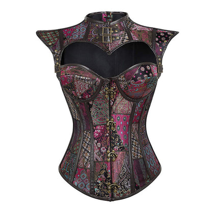 A women's Steampunk Gothic Dark Knight Halloween Shapewear corset from Maramalive™ with a floral pattern.