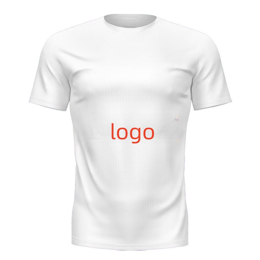 A classic pullover T-shirt made from Polyester Fiber, featuring the word "logo" printed in bold red letters on the front. Introducing the Design Logo3D Digital Printing Men's T-shirt Round Neck Short Sleeve by Maramalive™.