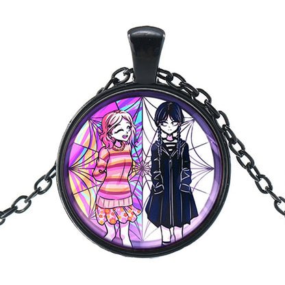 Punk Wednesday Character Glass Dome Pendant Necklace