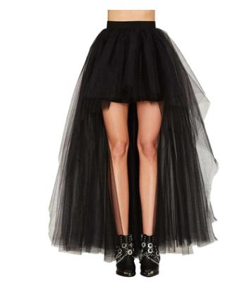 A woman wearing a Maramalive™ Steampunk Burlesque Chiffon Skirt - Swallowtail Vintage long Skirt.