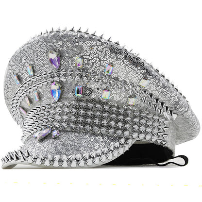 Ladies Wedding Hat Silver Sequins Studded Photography