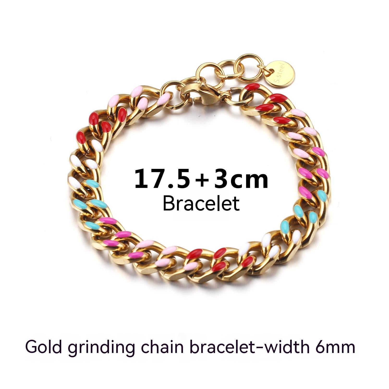 A set of Maramalive™ Necklace Creative Epoxy Titanium Steel Cuban Link Chain bracelets on a black background.