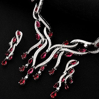 A New Crystal Jewelry Zircon Jewelry Set Tassel Pendant by Maramalive™.