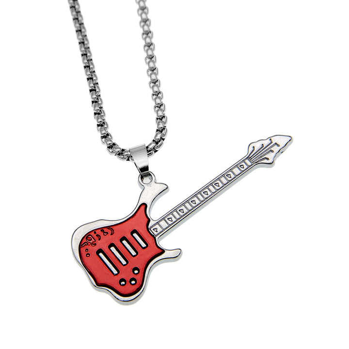 red on titanium steel Guitar pendant and chain from Maramalive™ 