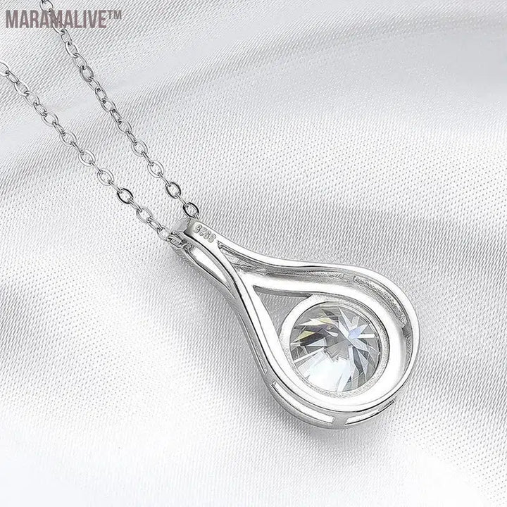 eal Moissanite Necklace for Women Sparkling S925 Sterling Silver Jewelry Water Drop Pendant Girls Birthday Gift