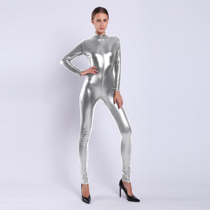 Women's Rubberized Faux Leather Shiny Bodysuit